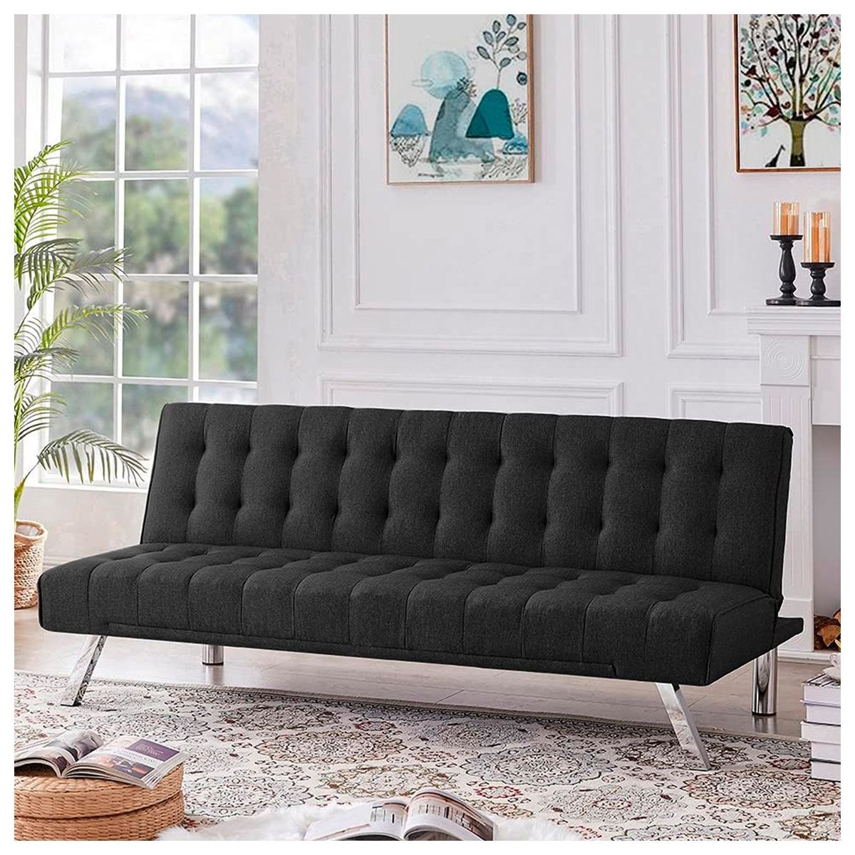 NOVAHUS - Futón Parker 3 cuerpos 72x178x80 cm Negro…