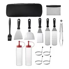 MUNDO MAGIA - Set 14 Espatulas Churrasqueras Gruesa Asado Cocina Plancha