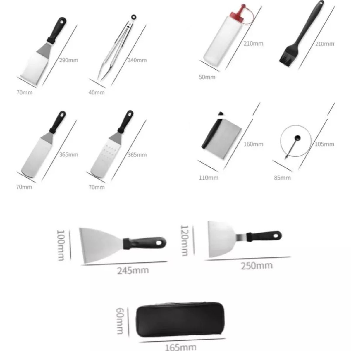 MUNDO MAGIA - Set 14 Espatulas Churrasqueras Gruesa Asado Cocina Plancha