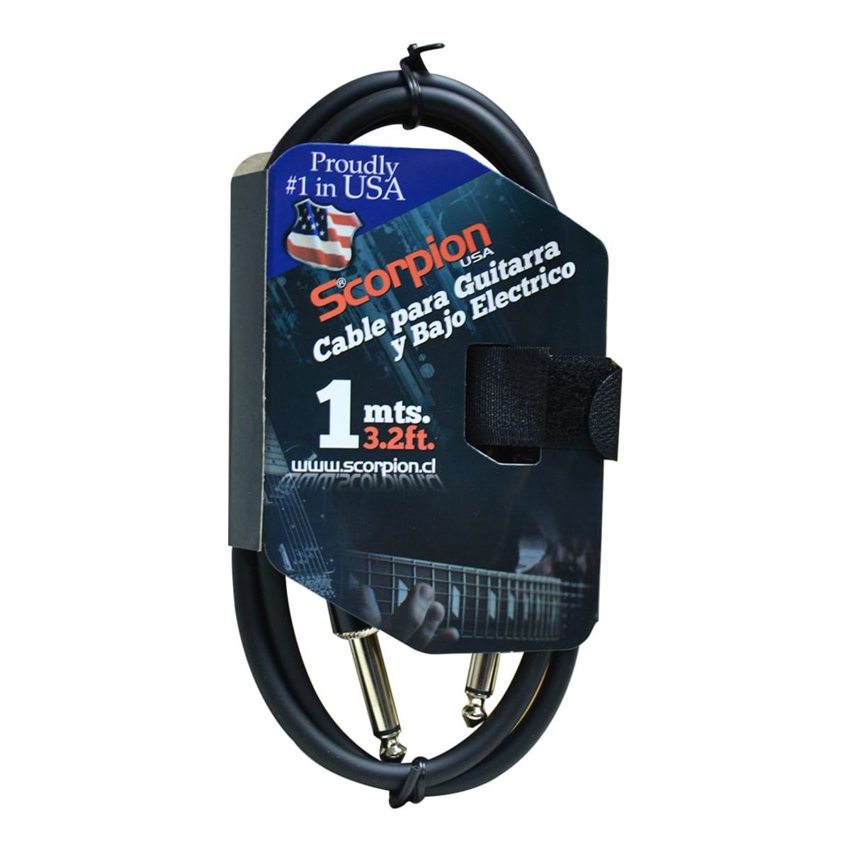 SCORPION - CABLE GUITARRA ELECTRICA 1 METRO NEGRO PCTA-1250 SCORPION
