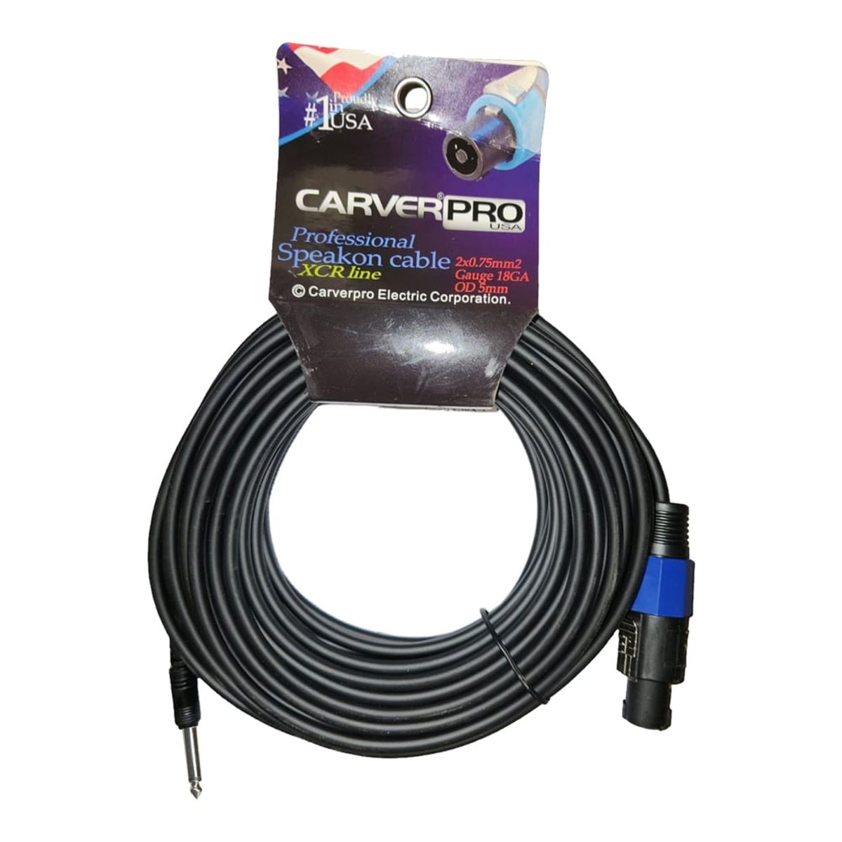 CARVERPRO - CABLE MACHO SPK A PLUG 6.3 / 20MT XCR-20MT CARVERPRO