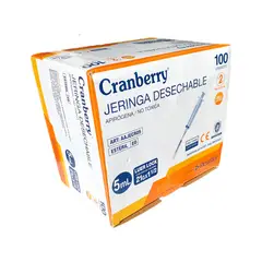 CRANBERRY - Jeringa 5 ml 21G 1 1/2" luer lock (100 unidades)