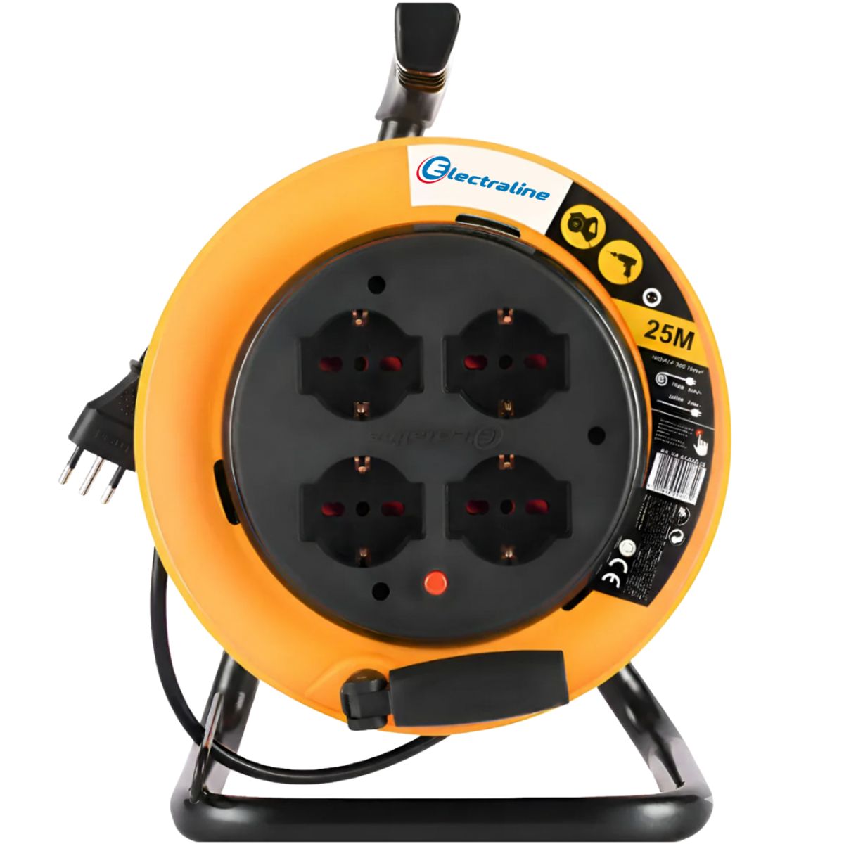 GENERICO - Alargador Carrete Eléctrico 4 Tomas 25m Schuko