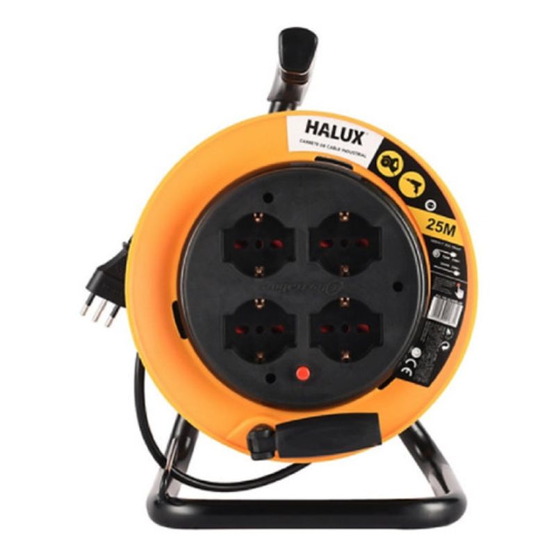 HALUX - Alargador Carrete Eléctrico 4 Tomas 25m Schuko