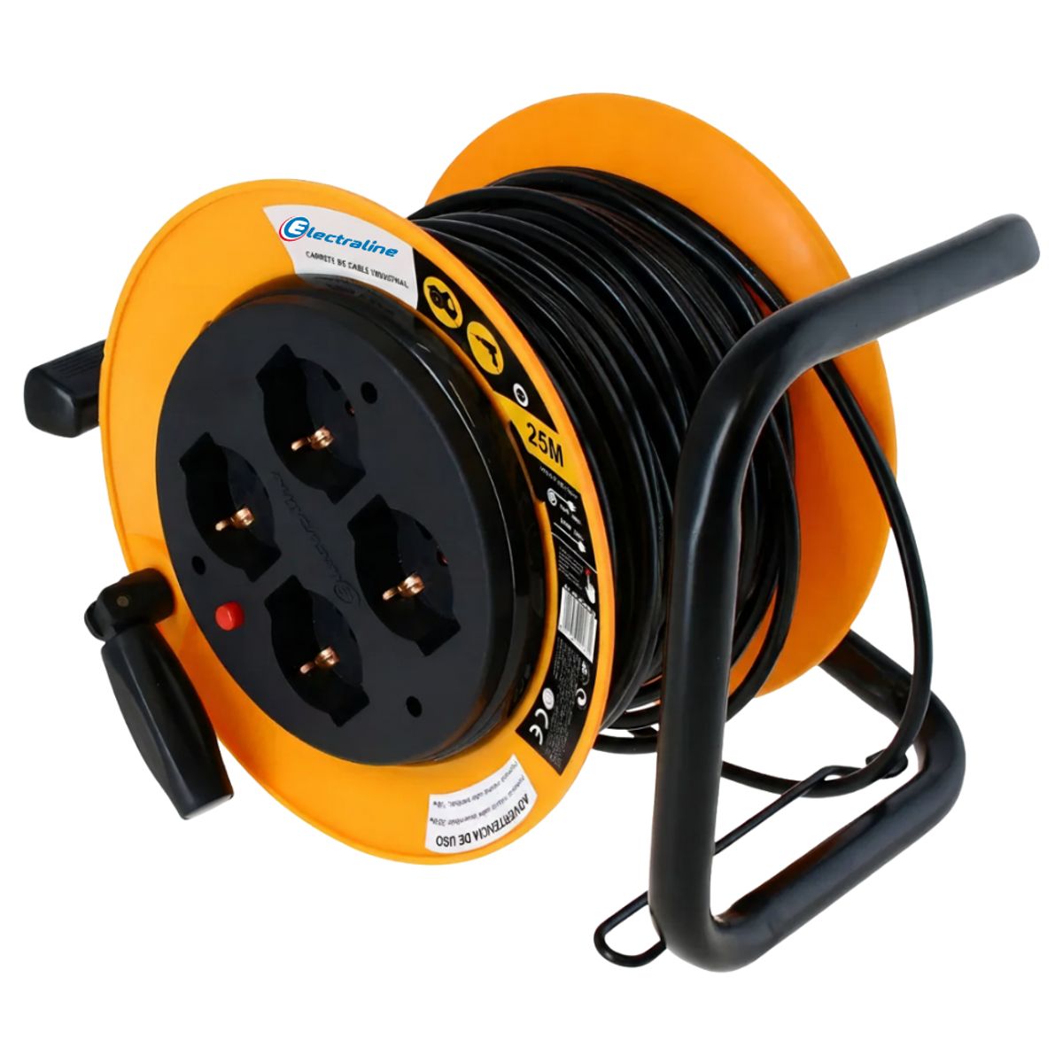 GENERICO - Alargador Carrete Eléctrico 4 Tomas 25m Schuko