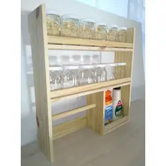 GENERICO - Repisa Especiero De Madera Con Portarrollo