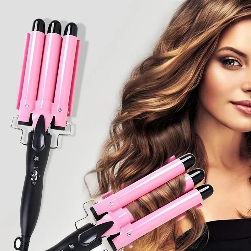 GENERICO - Rizadora Ondas para el Cabello 3 tubos Tourmaline Ceramic