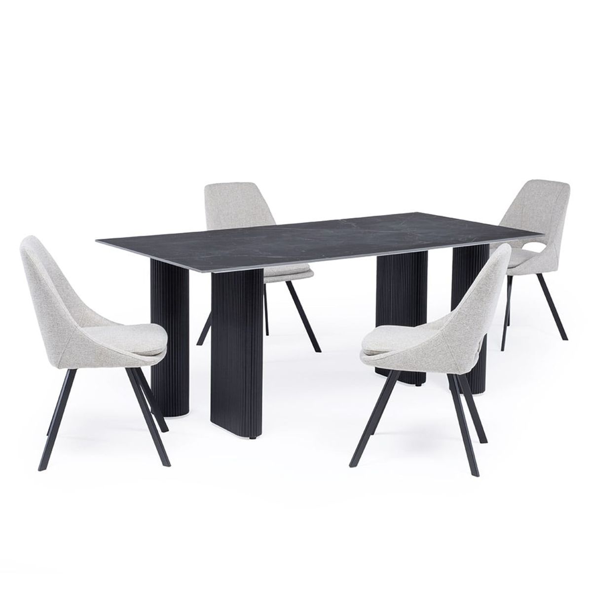 THE POPULAR DESIGN - JUEGO DE COMEDOR OBLO + 4 SILLAS DANE BEIGE