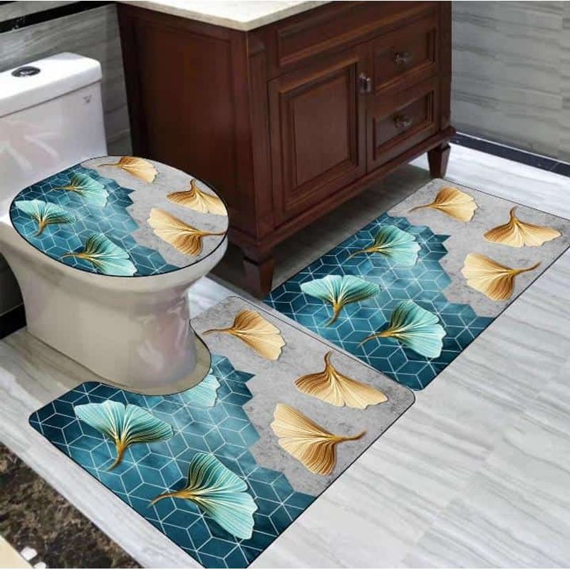 GENERICO - set alfombra de baño 3pcs con diseño 3D
