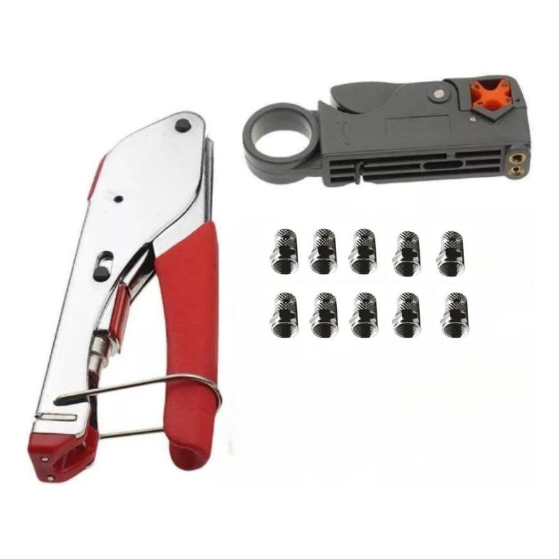 GENERICO - Kit Crimpadora, Pelacables y Conectores Coaxiales RG59