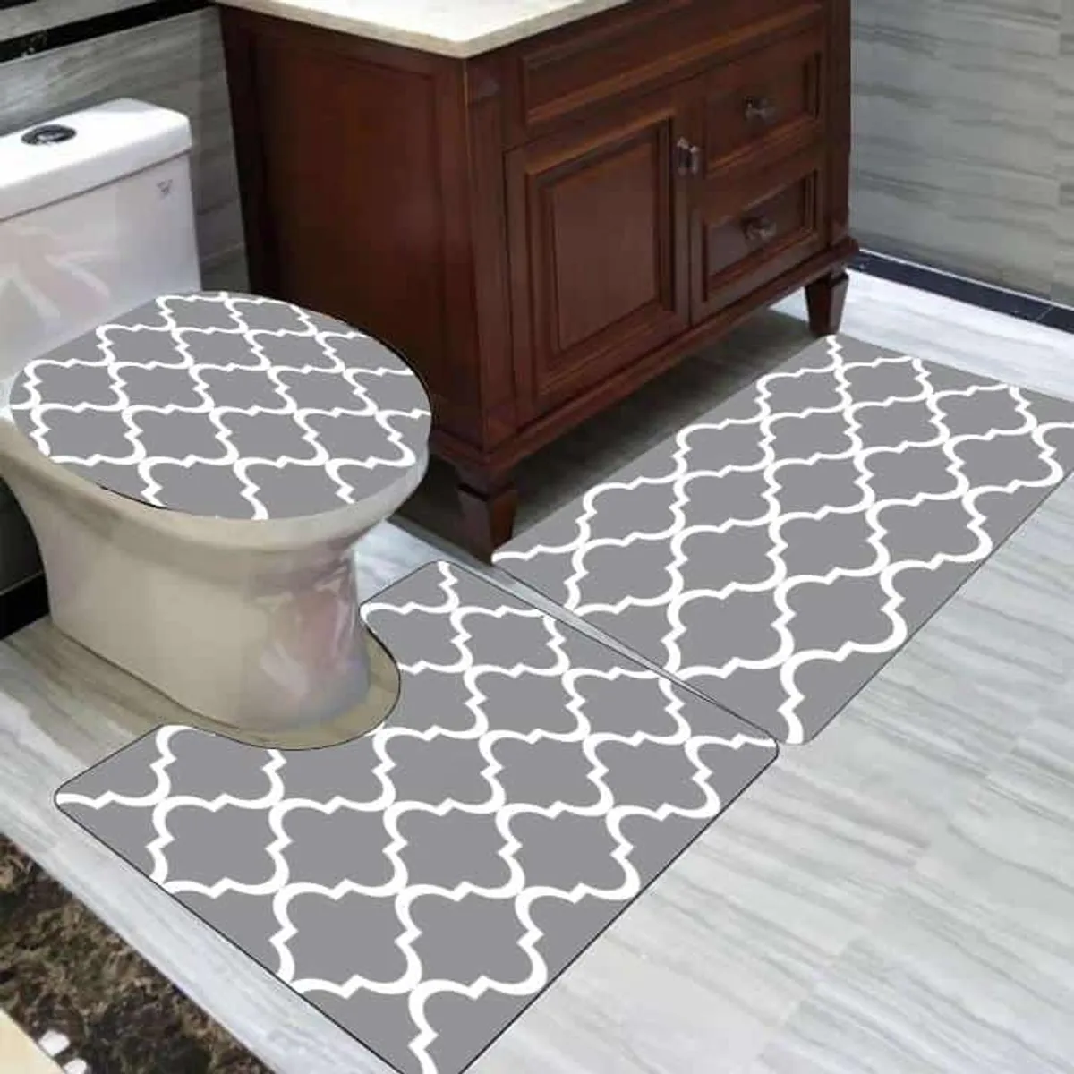 GENERICO - set alfombra de baño 3pcs con diseño 3D