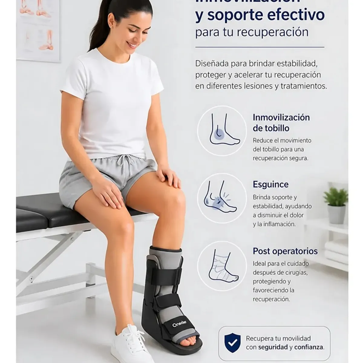 ONEDER - Bota Ortopédica Corta Cam Walker Adultos Premium Oneder Talla S