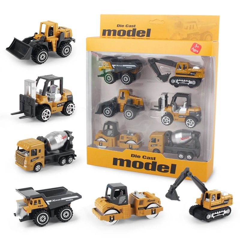 GENERICO - Camiones De Construccion Set 6 Vehiculos Juguetes Niños