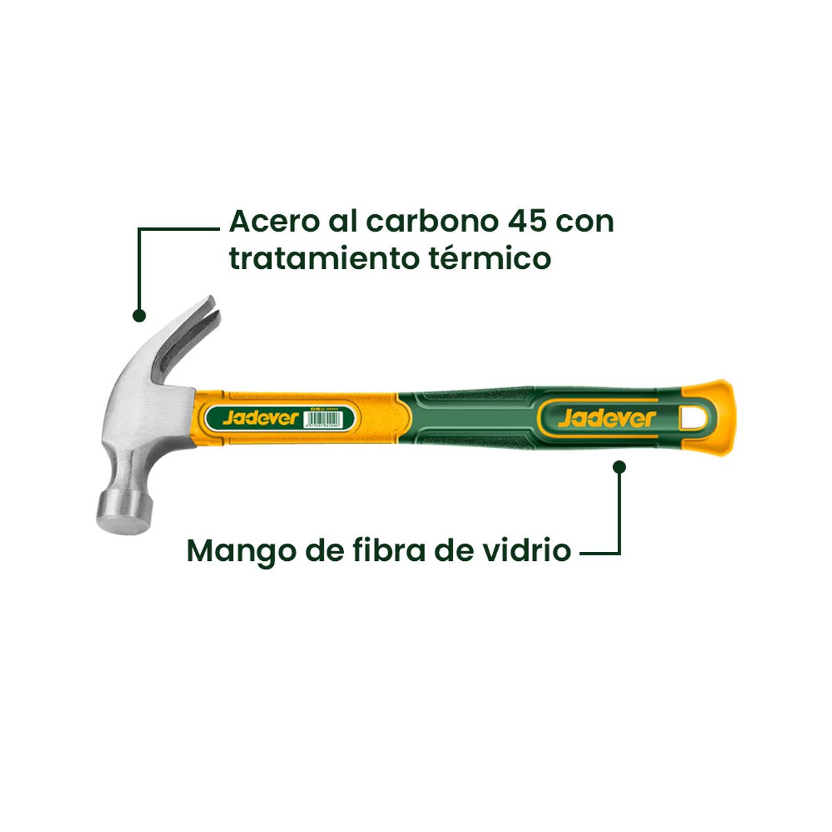 JADEVER - Martillo Carpintero Mango de Fibra 20oz 560g JADEVER