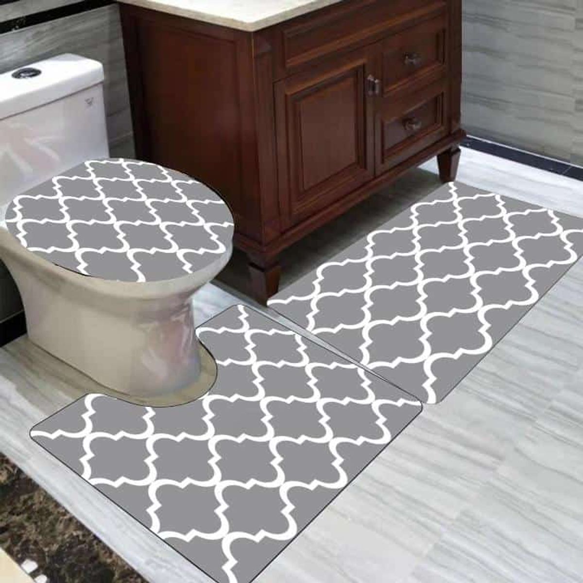 GENERICO - set alfombra de baño 3pcs con diseño 3D