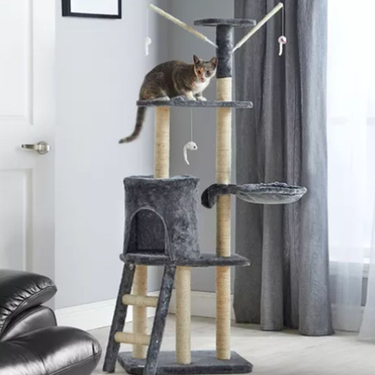 MASCO TODO - Torre Rascador para Gatos Hamaca Juguetes Multinivel 138cm