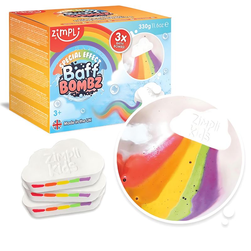 GENERICO - BOMBA DE BAÑO EFECTO ESPECIAL NUBE ARCOIRIS ZIMPLI 3 PACK