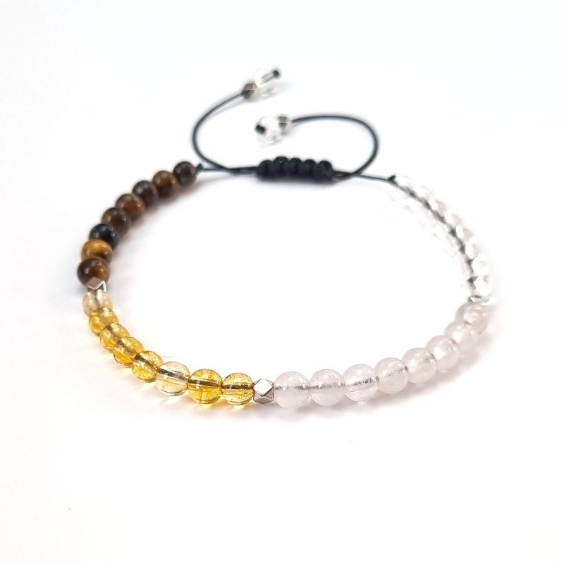 RITO DE LUNA - Pulsera Zodiaco Leo Ojo de Tigre Citrino Cuarzo Rosa y Cuarzo Cristal