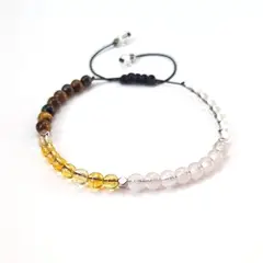 RITO DE LUNA - Pulsera Zodiaco Leo Ojo de Tigre Citrino Cuarzo Rosa y Cuarzo Cristal