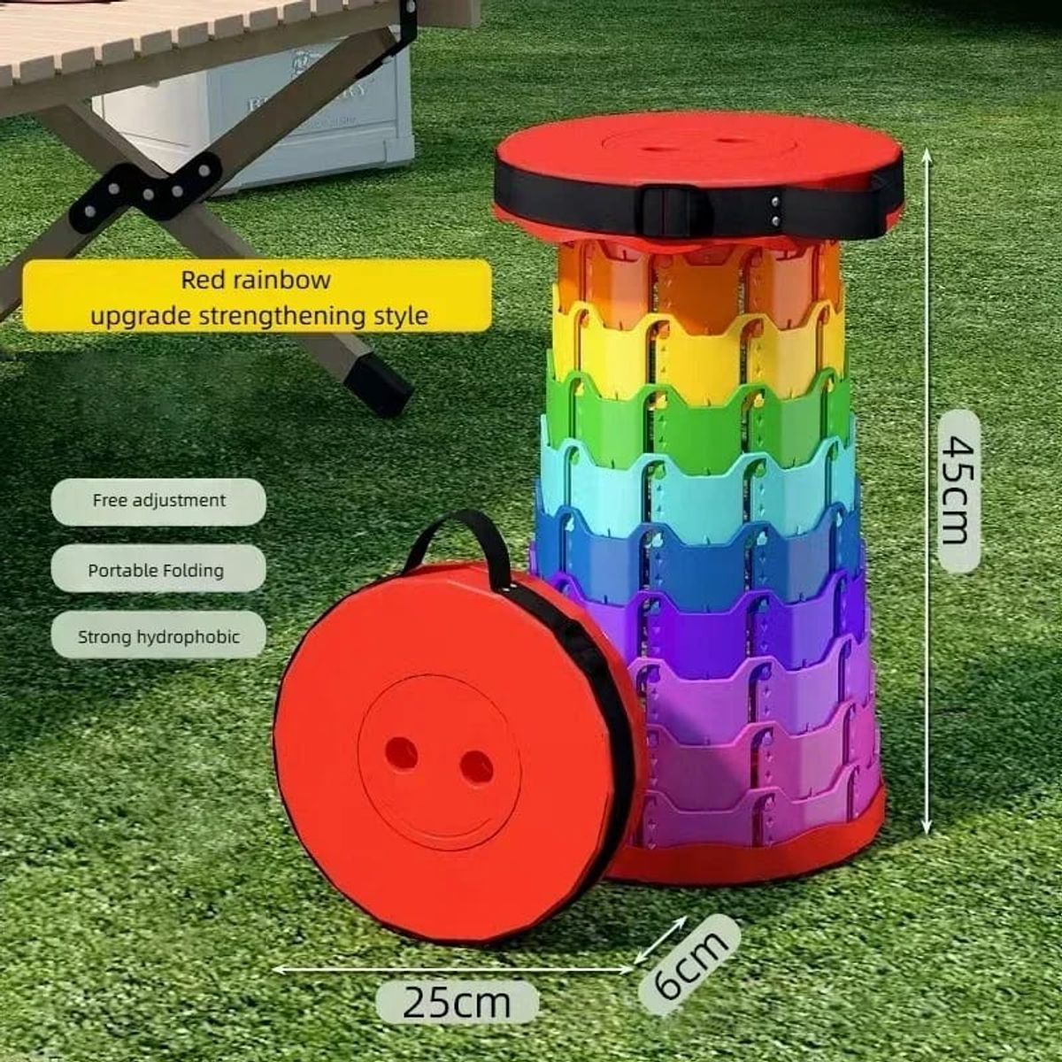 GENERICO - Silla Taburete retráctil telescópico exterior camping