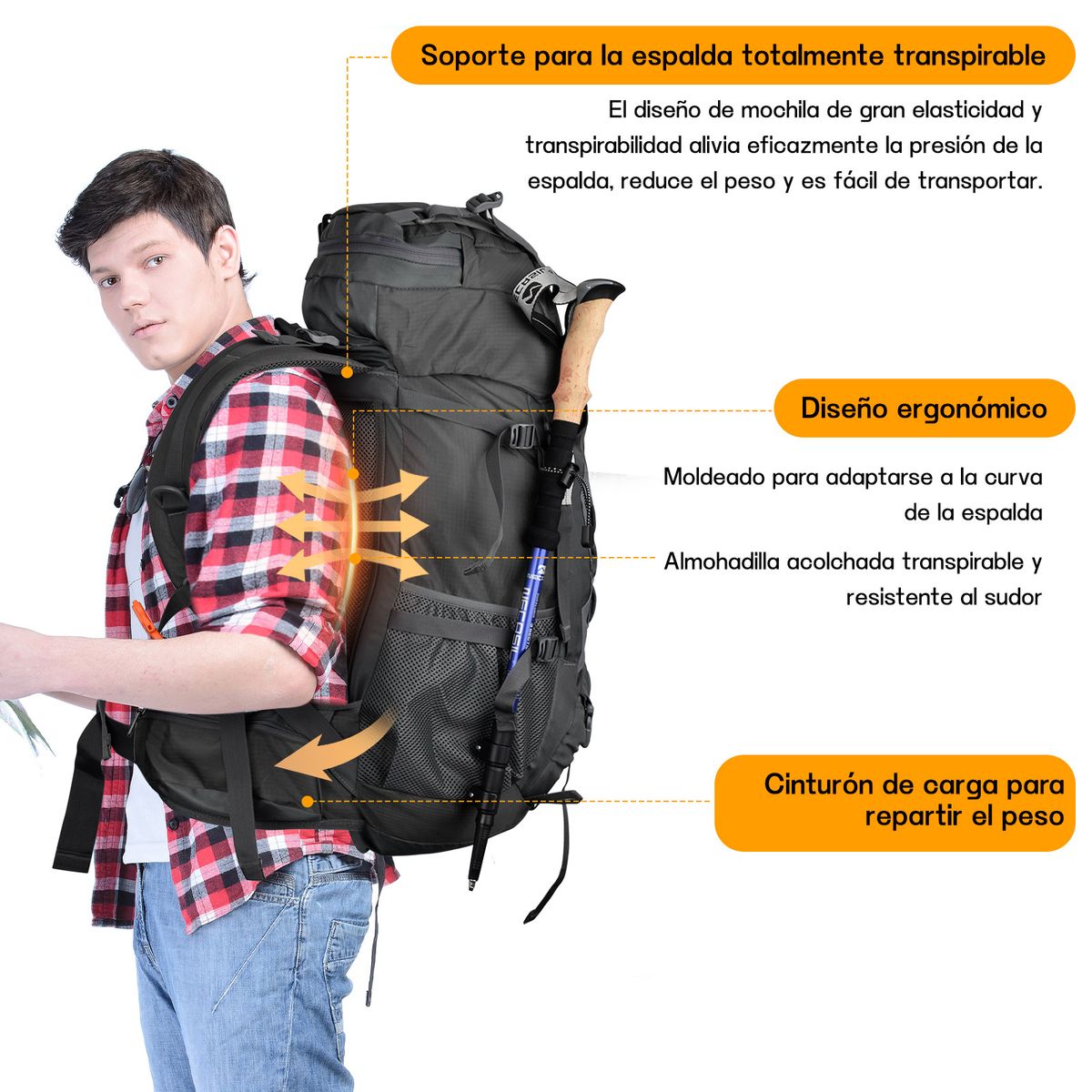 KOKILA - Mochila Impermeable Trekking Camping Senderismo Viajes 70L