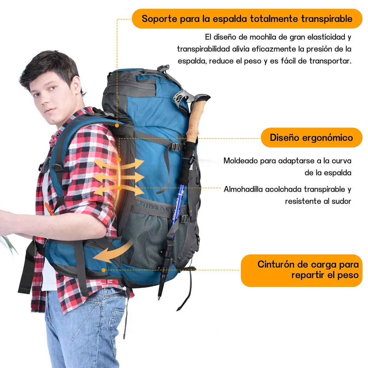 KOKILA - Mochila Impermeable Trekking Camping Senderismo Viajes 70L