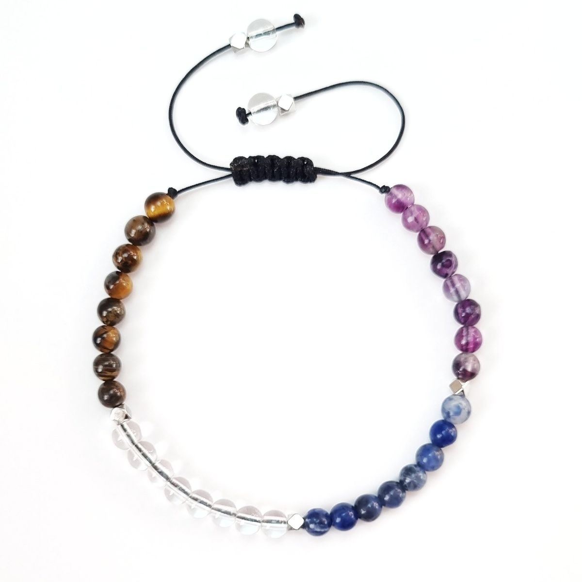 RITO DE LUNA - Pulsera Zodiaco Virgo Amatista Sodalita Cuarzo Cristal y Ojo de Tigre