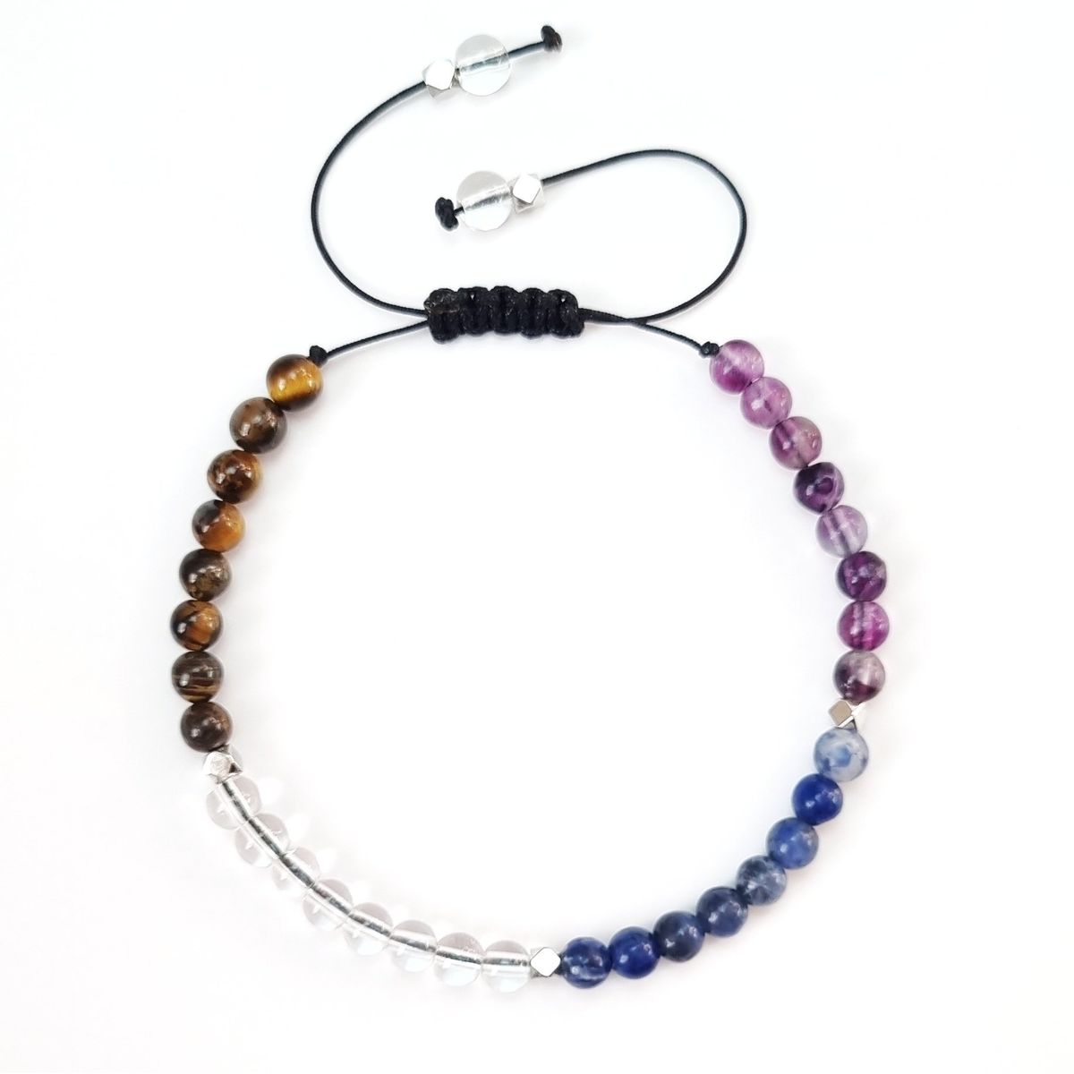 RITO DE LUNA - Pulsera Zodiaco Virgo Amatista Sodalita Cuarzo Cristal y Ojo de Tigre