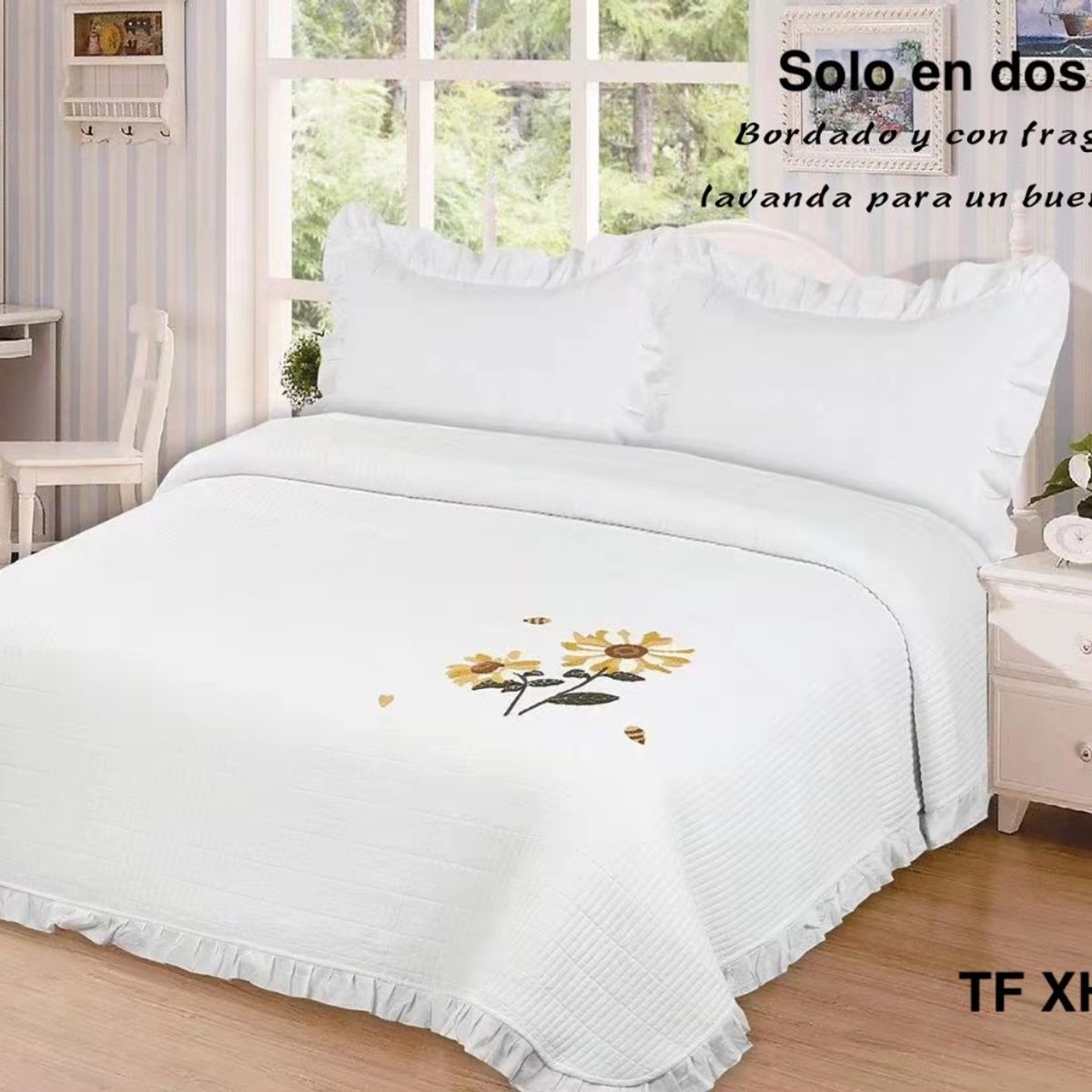 GENERICO - Cubrecamas quilt verano bordado 230x250