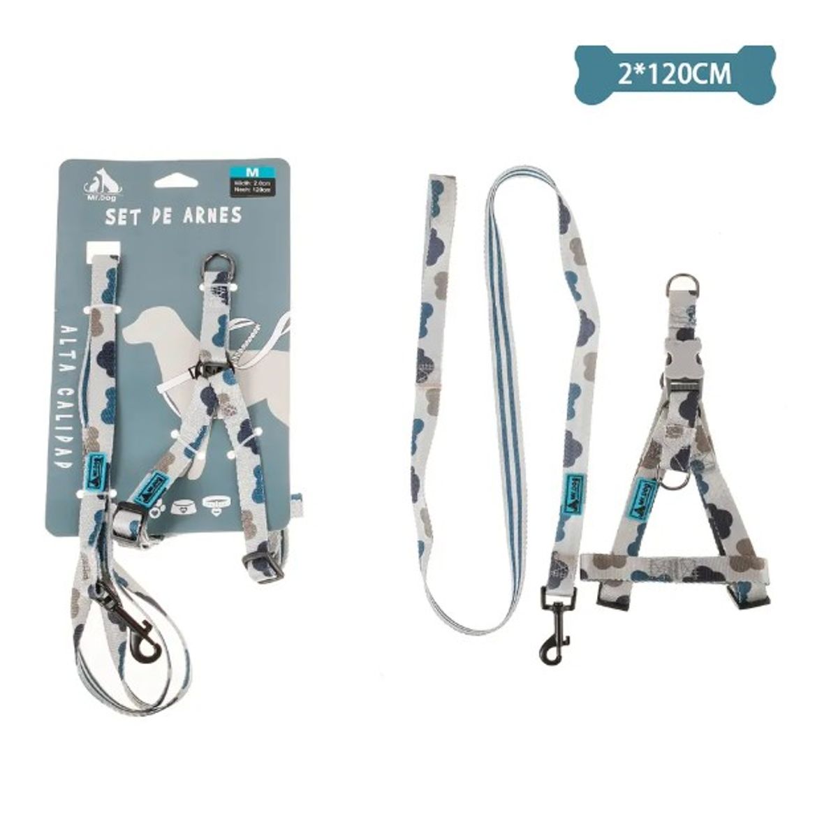 GENERICO - Set De Arnés Y Correa De Nylon Con Diseño De Nubes 20120Cm