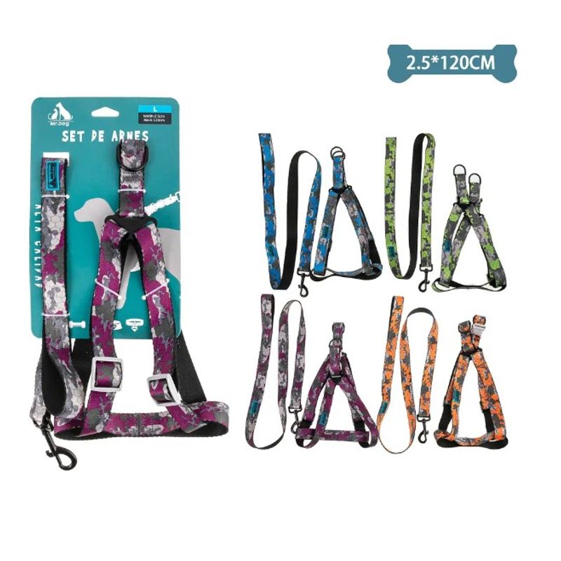 GENERICO - Set De Arnés Y Correa Camuflaje 25Cm120Cm Color Aleatorio
