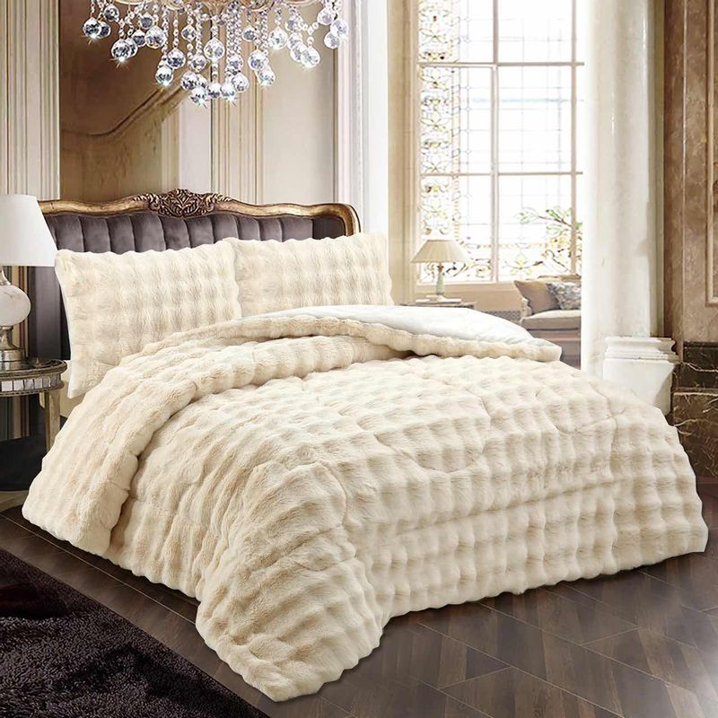 GENERICO - COBERTOR DE PIEL DE OVEJA TF COLOR BEIGE 2 PLAZAS