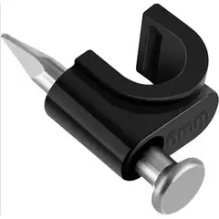 GENERICO - Grapas Negras de 8mm para Cable con Clavo Metalico, 1000 Unidades