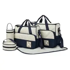 GENERICO - Mochila Maternal 5 Piezas con Cambiador y Bolsillos Pastel