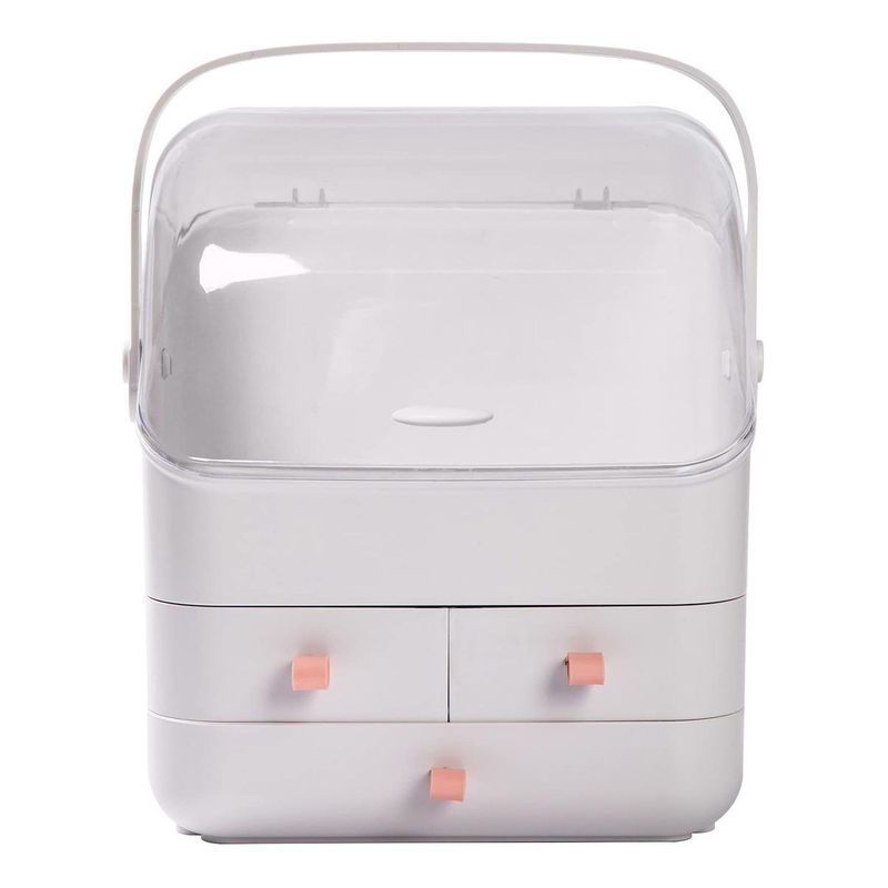 GENERICO - Organizador de maquillaje de bambú blanco y resistente al agua