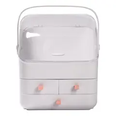 GENERICO - Organizador de maquillaje de bambú blanco y resistente al agua