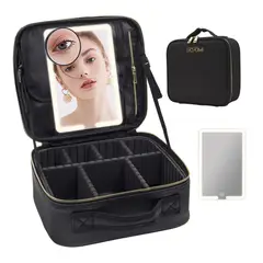 GENERICO - Organizador portátil de maquillaje con espejo iluminado