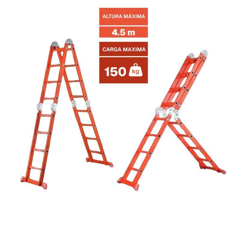 DOER - Escalera multipropósito plegable ultra resistente 4x4 4.5 Mtrs