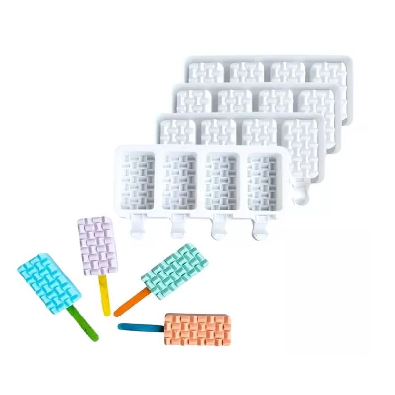 GENERICO - Set X4 Moldes De Silicona Reposteria Molde Helados Trenzado