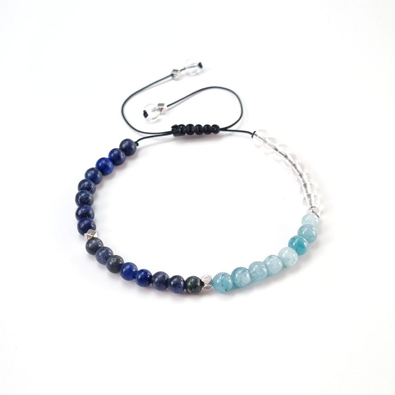 RITO DE LUNA - Pulsera Zodiaco Acuario CuarzoCristal Aguamarina Azurita y Lapislázuli