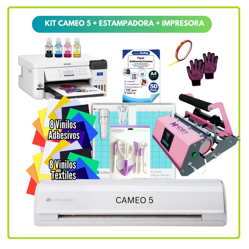 SILHOUETTE - Cameo 5 + IMPRESORA EPSON F170+ ESTAMPADORA DOBLE DE TAZAS