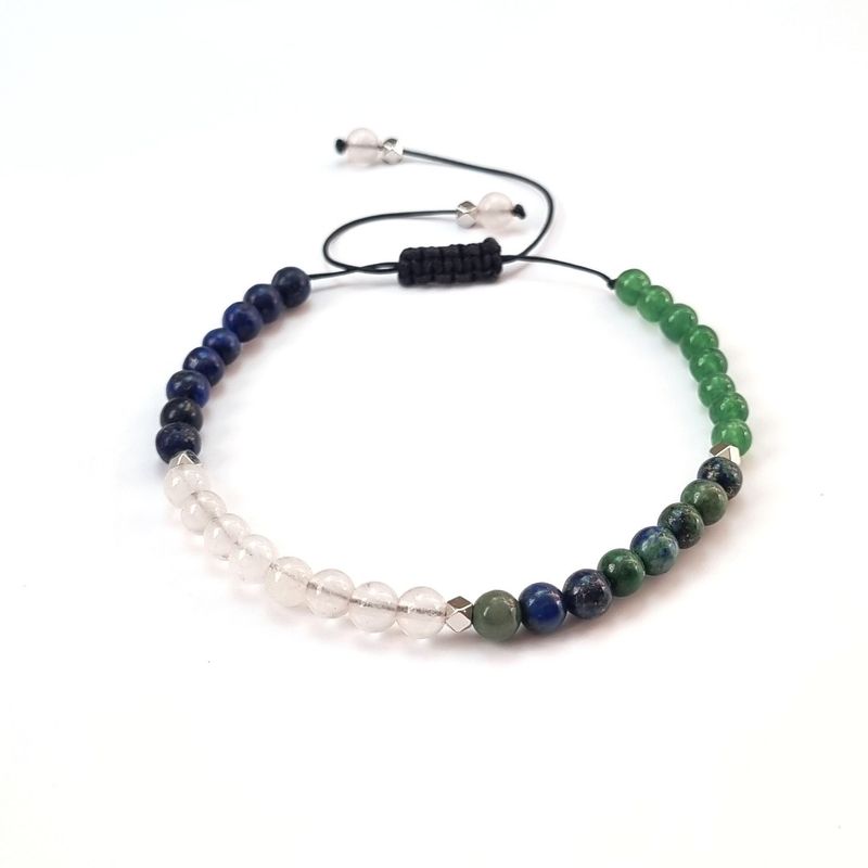 RITO DE LUNA - Pulsera Zodiaco Libra Lapislázuli Cuarzo Rosa Azurita y Jaspe Verde