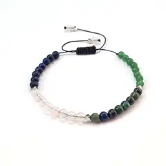 RITO DE LUNA - Pulsera Zodiaco Libra Lapislázuli Cuarzo Rosa Azurita y Jaspe Verde