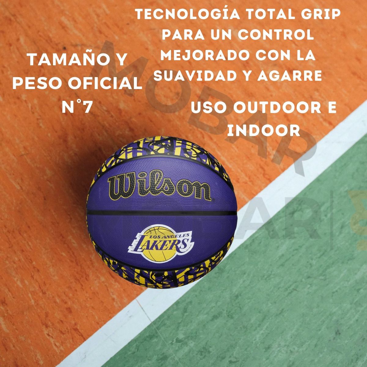 WILSON - Balon Basquetbol Basketball N°7 Wilson Graffiti Lakers Nba