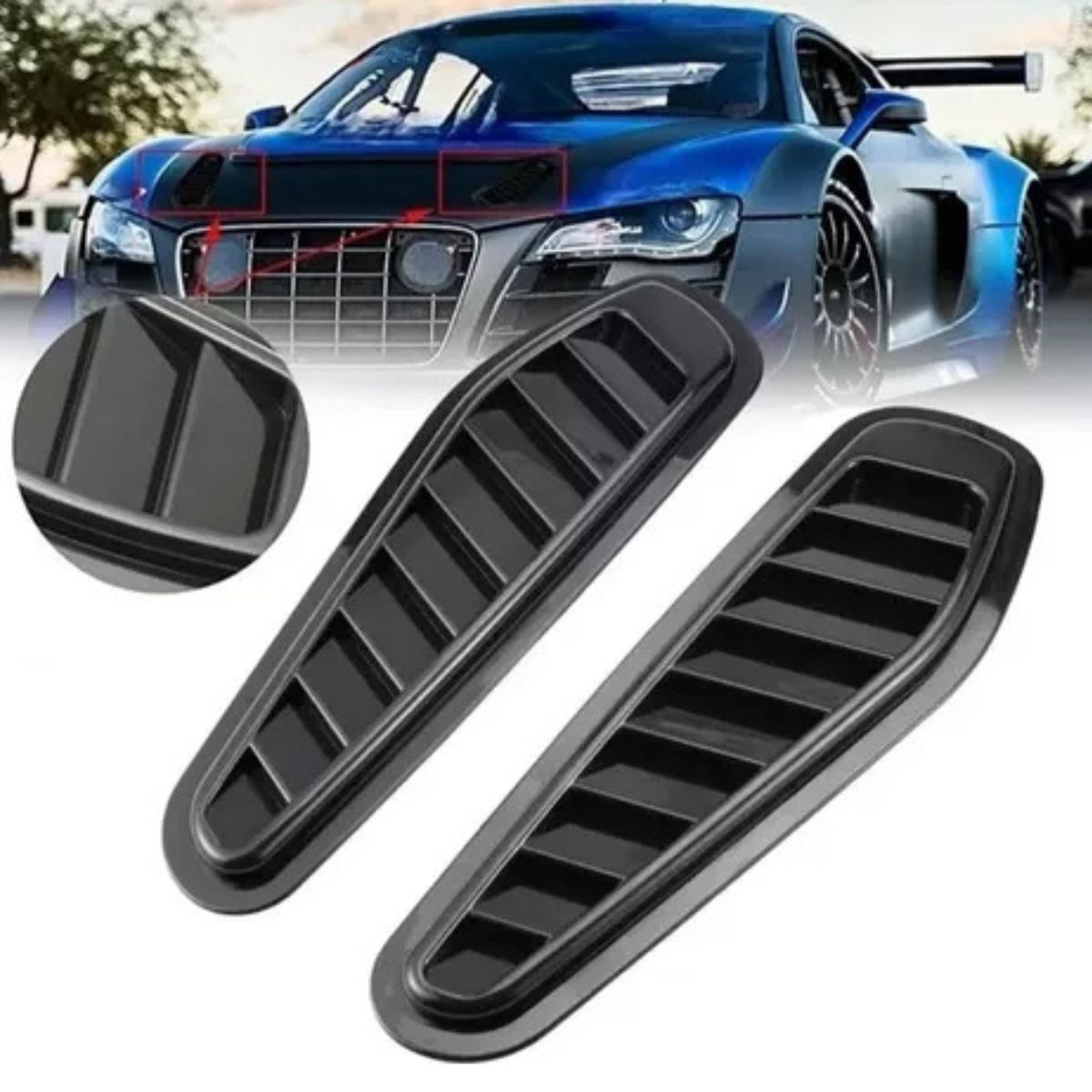 GENERICO - Toma De Aire Capot Tuning Universal Auto Adhesiva X2