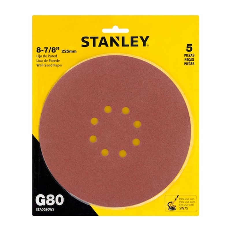 STANLEY - DISCO Lijador GRANO 80 DE 8-7/8" 225MM 5 Unidades Stanley