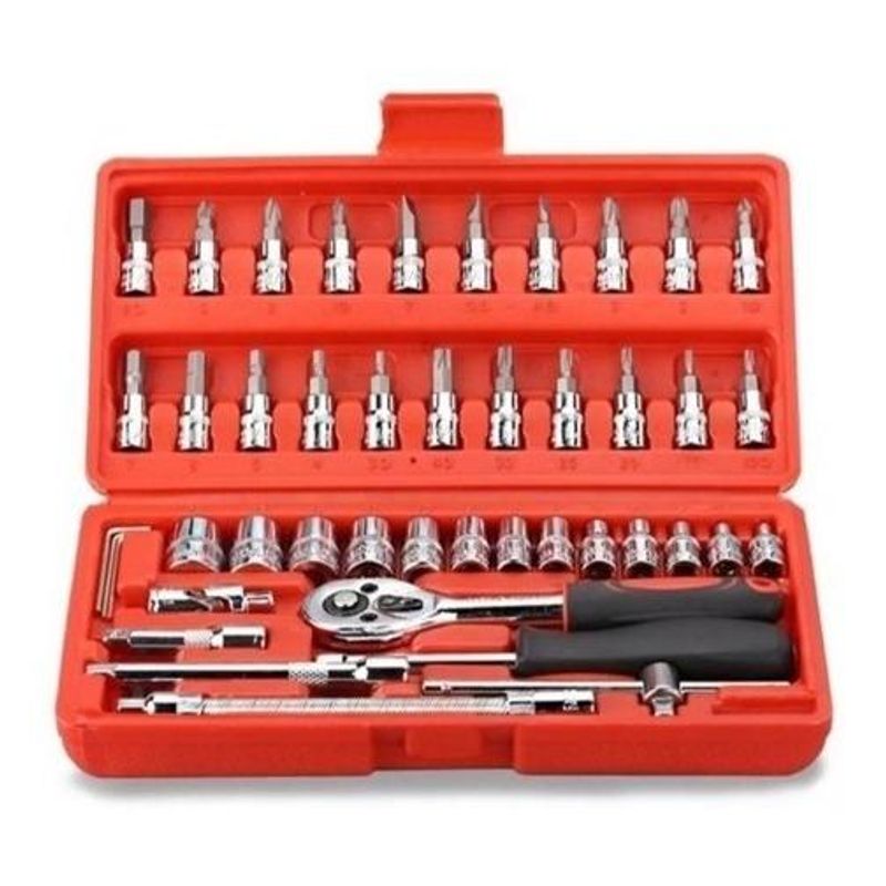 GENERICO - Set de 46 Piezas con Dados y Chicharra 1/4" para todo uso