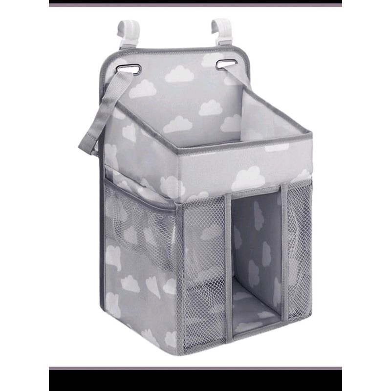 GENERICO - Organizador de Pañales para Cuna con Diseño Nubes Gris