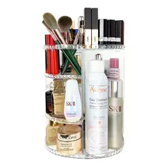 GENERICO - Organizador Giratorio de Maquillaje Acrílico Rosa 360°