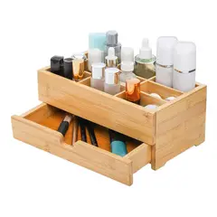 GENERICO - Organizador de Maquillaje en Bambú con Cajones Práctico